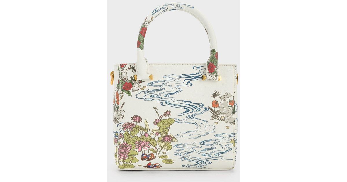 Charles & Keith Rabbit Illustrated Tote Bag in White | Lyst