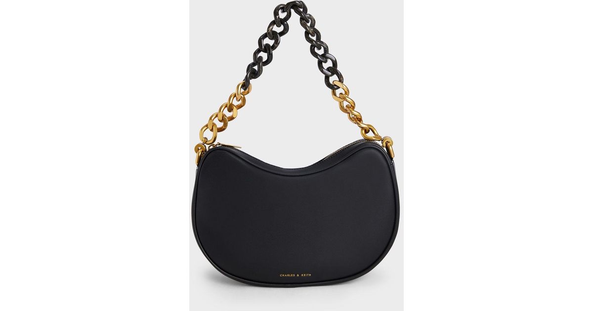 CHARLES & KEITH Sonnet Two-Tone Chain Handle Shoulder Bag for Women