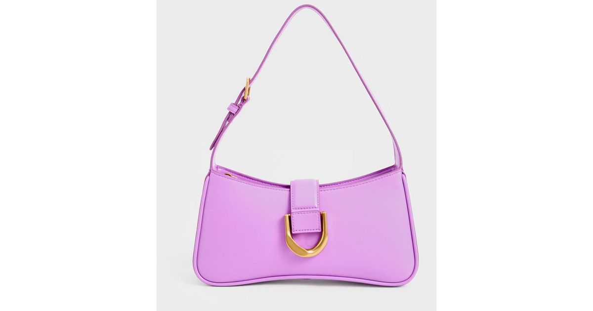 Charles & Keith Gabine Curved Shoulder Bag in Violet (Purple) | Lyst