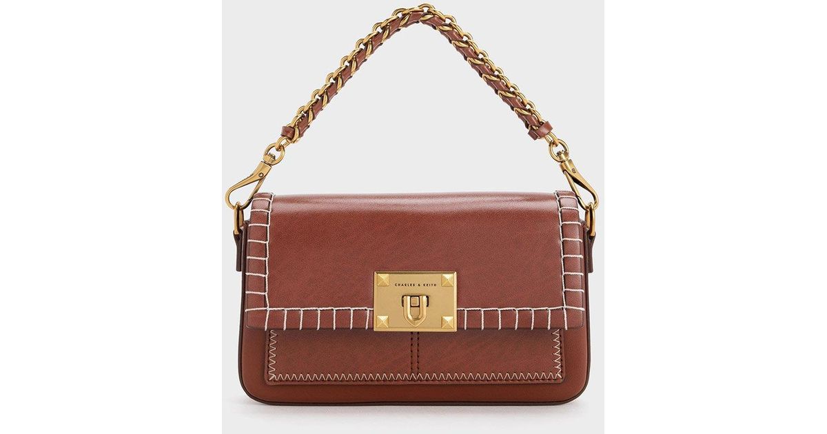 Charles & Keith Circe Stitchtrim Top Handle Bag Lyst
