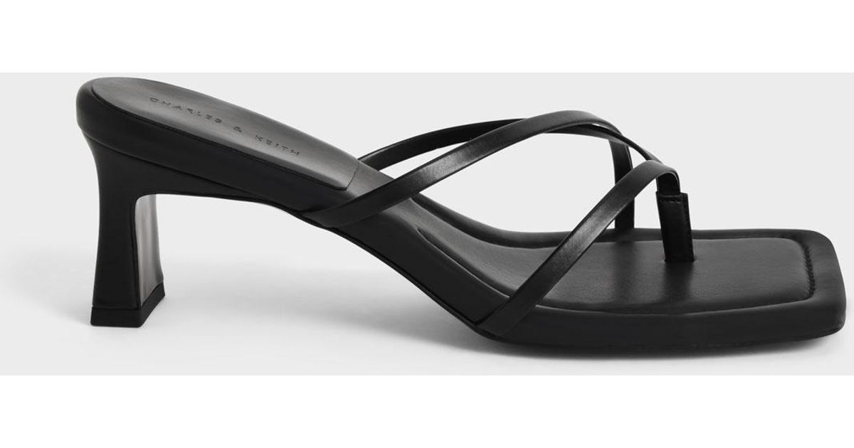 Charles & Keith Strappy Heeled Thong Sandals in Black Lyst Australia