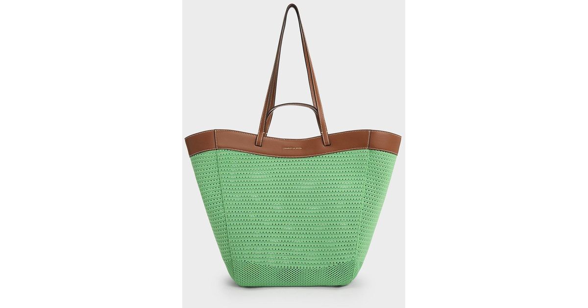 Charles & Keith Ida Knitted Sculptural Tote Bag in Green Lyst