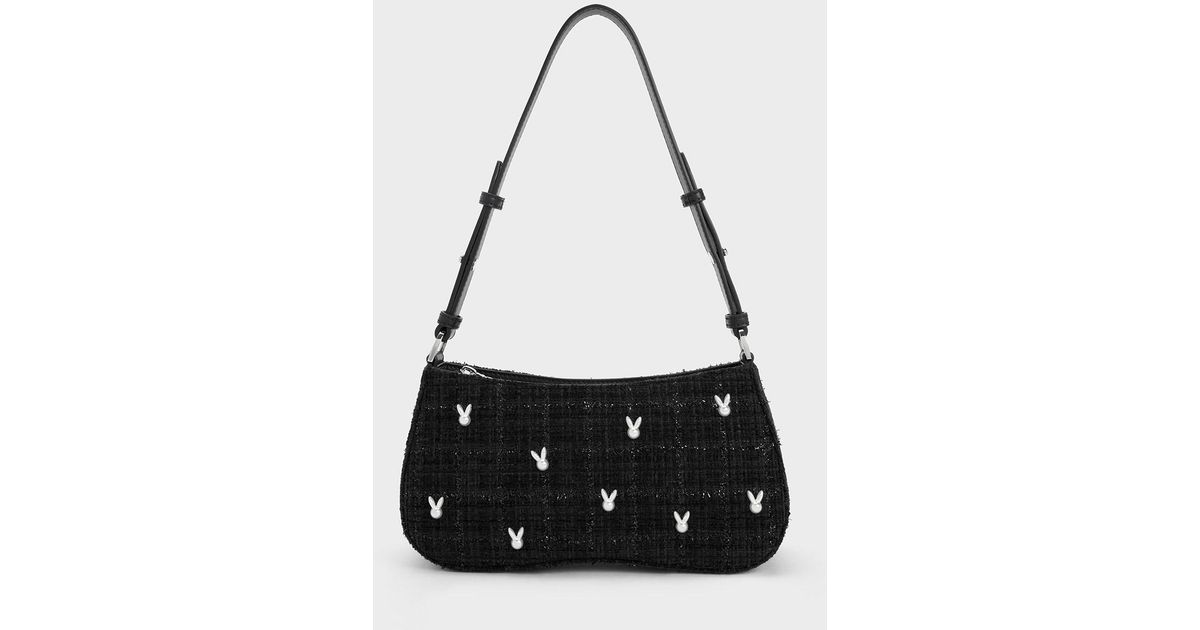 Charles & Keith Women's Bunny Tweed Shoulder Bag