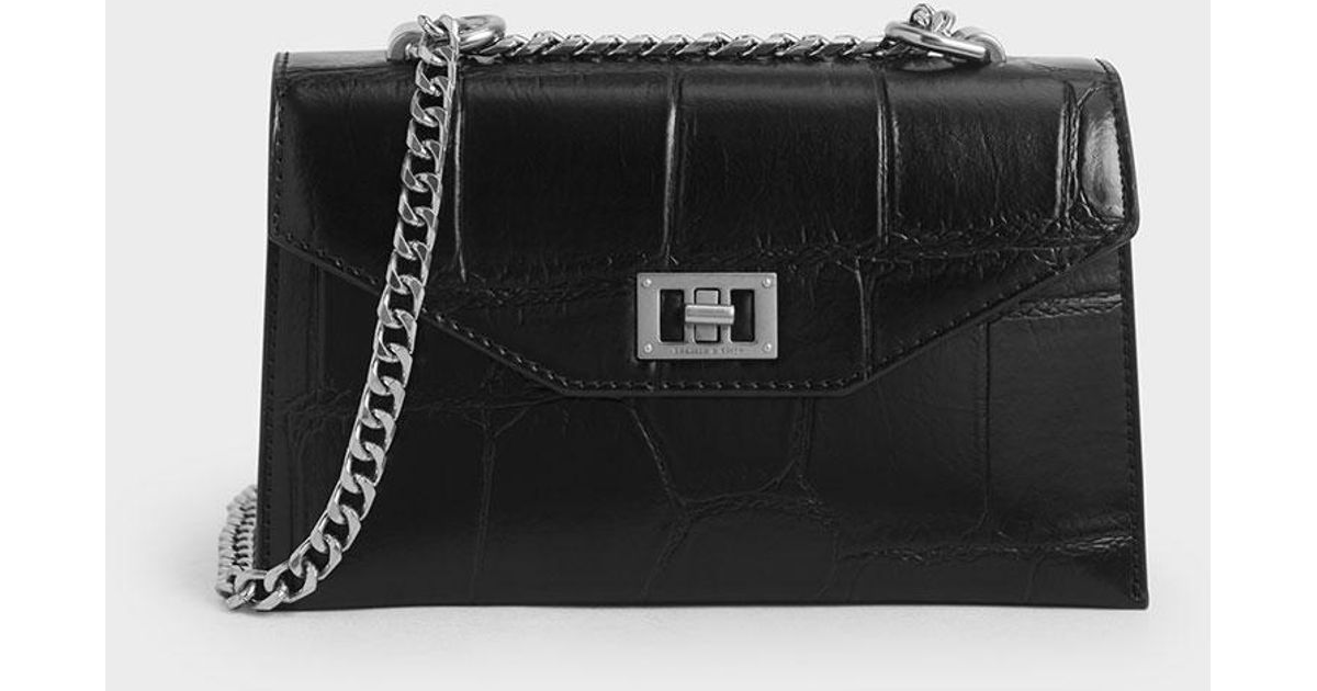charles and keith turn lock crossbody bolsa