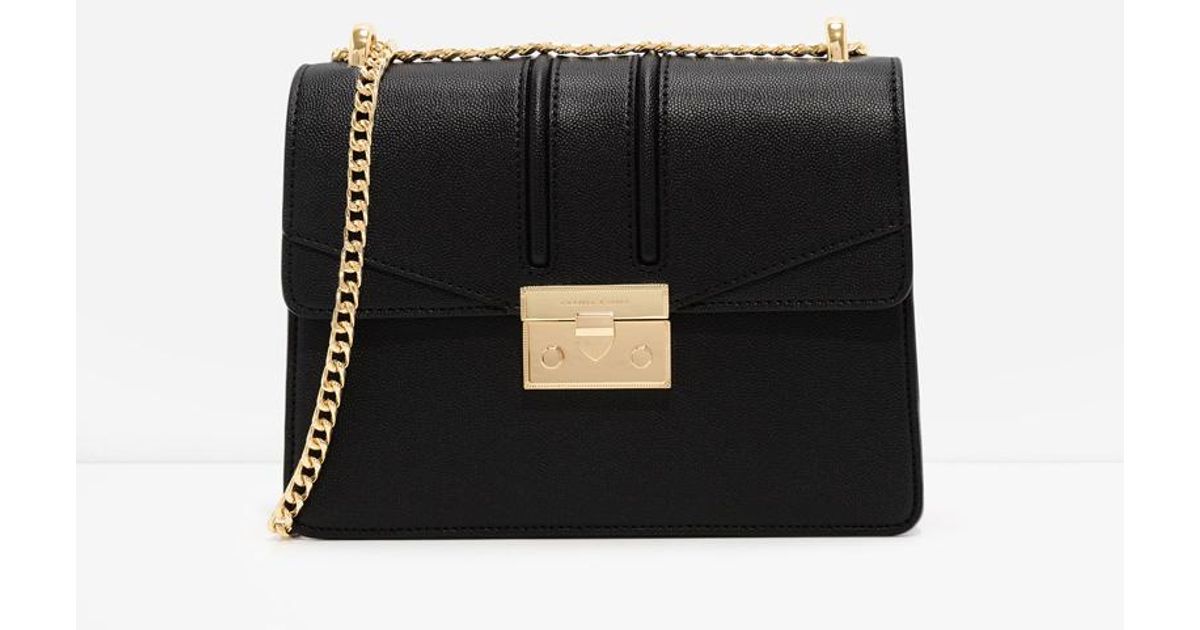 Charles & Keith Metallic Accent Chain Strap Shoulder Bag in Black Lyst
