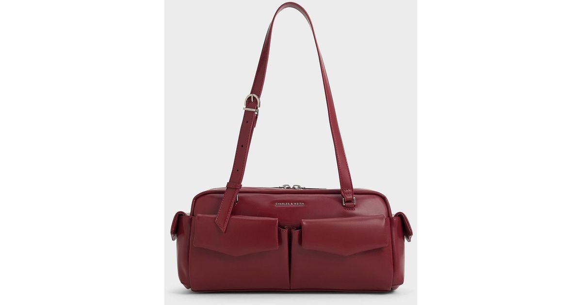 Charles & Keith Rachel Multi-Pocket Shoulder Bag in Red | Lyst