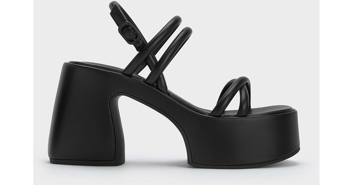 Charles Keith Platform Sandals All Black Charles Keith Black Flat