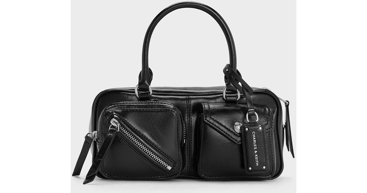 Charles & Keith Thora Multi-pocket Bowling Bag in Black | Lyst