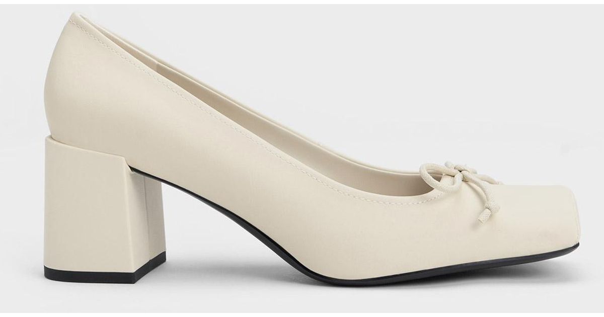 Cream Metallic Accent Tweed Slingback Pumps - CHARLES & KEITH UK