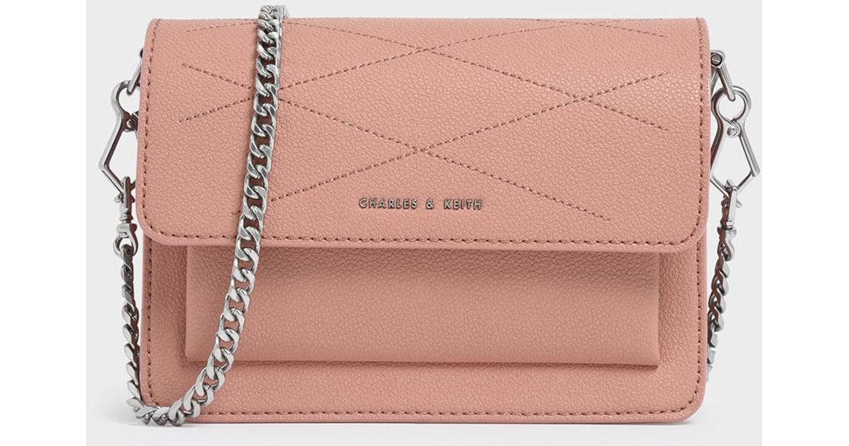 charles and keith top stitch detail crossbody bag