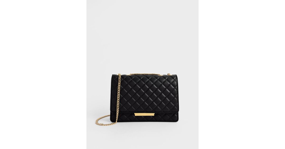 Double Chain Handle Quilted Bag - Navy