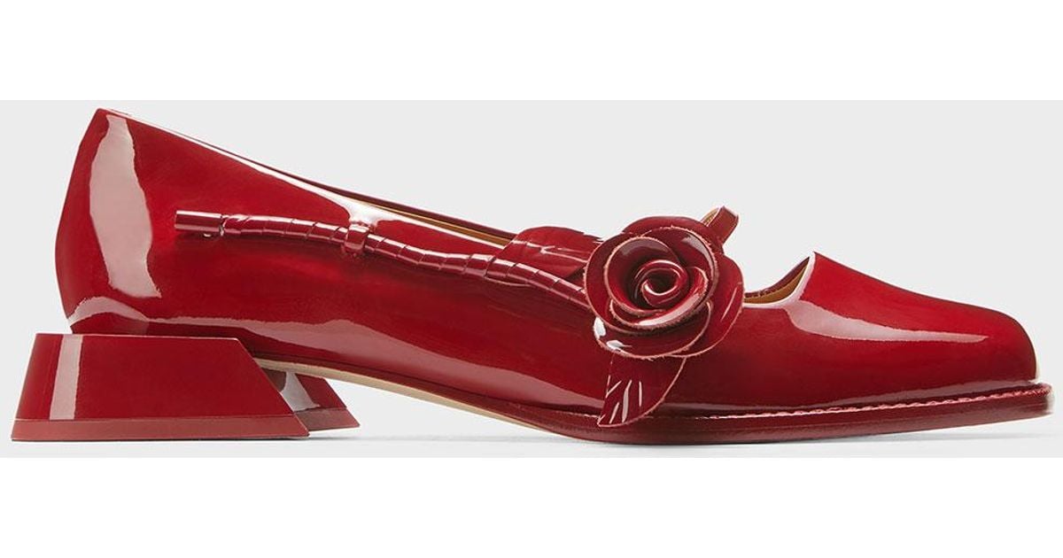 Charles & Keith Chloris Patent Leather Rose-embellished Mary
