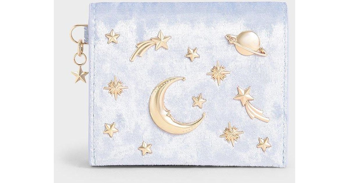 Charles u0026 Keith Velvet Embellished Card Holder in Blue | Lyst