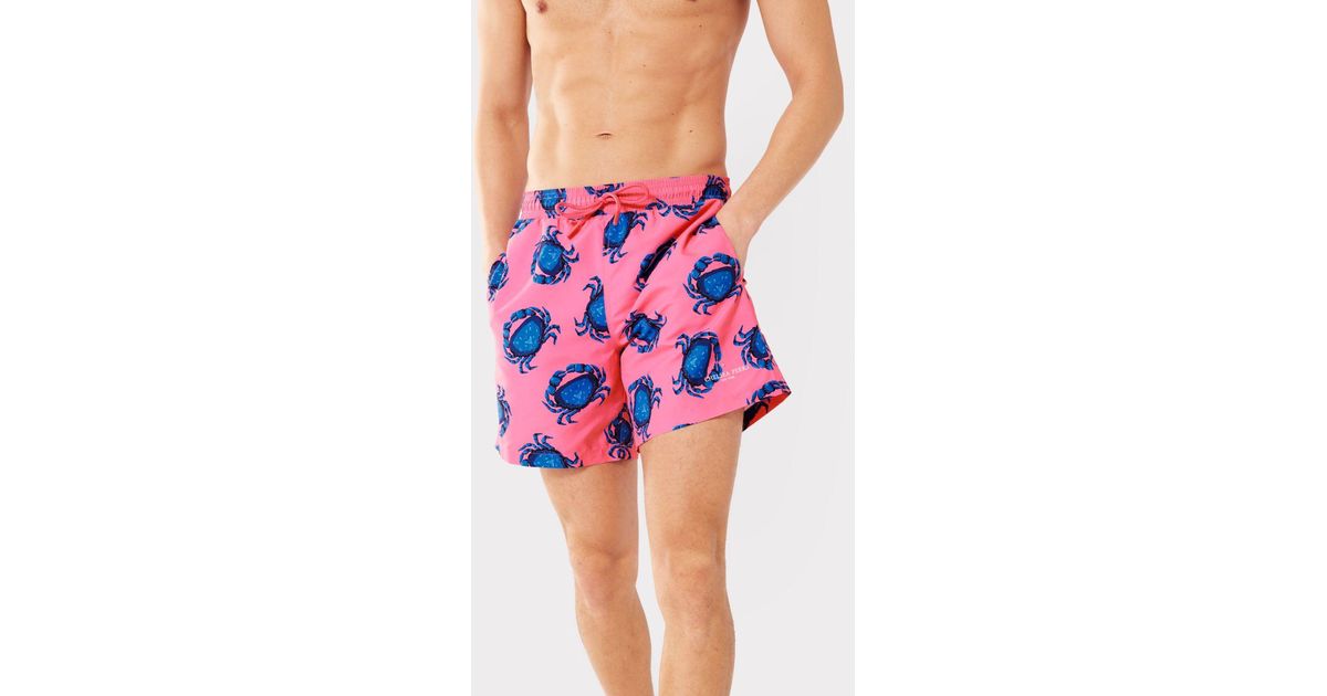Chelsea Peers NYC Pink Crab Print Swim Shorts for Men | Lyst