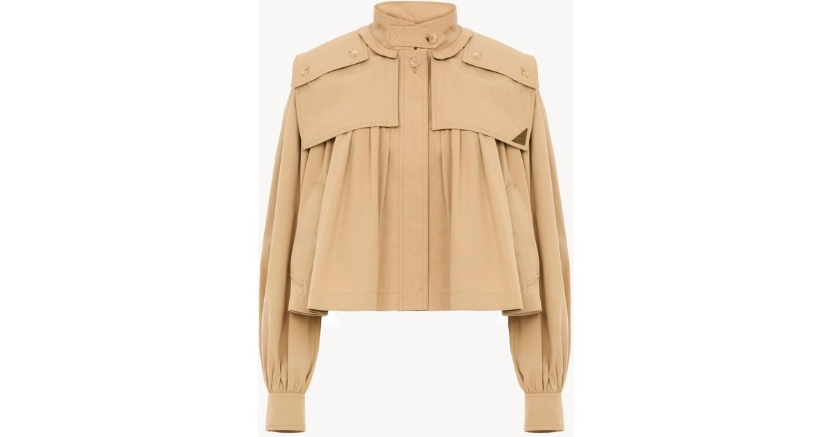 Chloé High-Neck Gathered Jacket in Natural | Lyst
