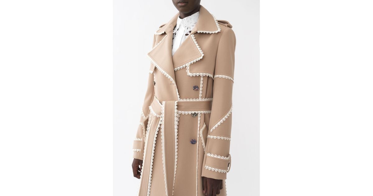 Chloé Scallop-trim Trench Coat in Natural | Lyst