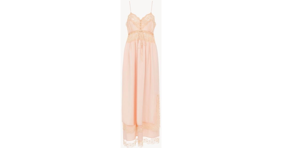 Chloé Layered Long Lingerie Dress in Pink | Lyst