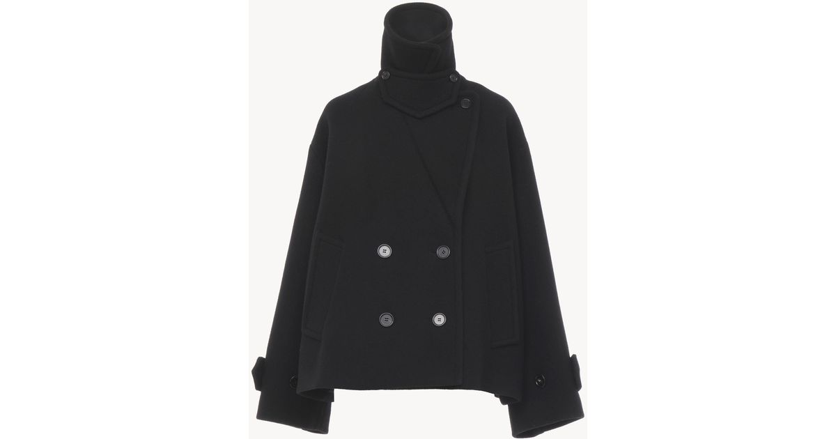 Chloé Oversized Short Coat In Wool in Black Lyst