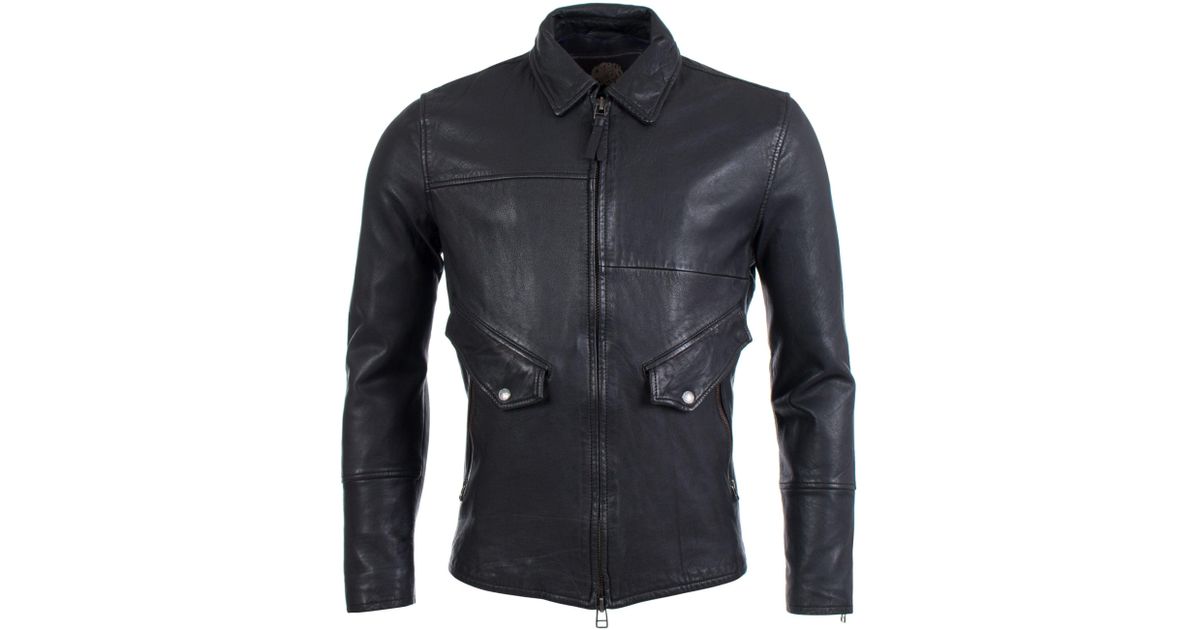Pretty Green Jennetts Leather Jacket In Black For Men Lyst