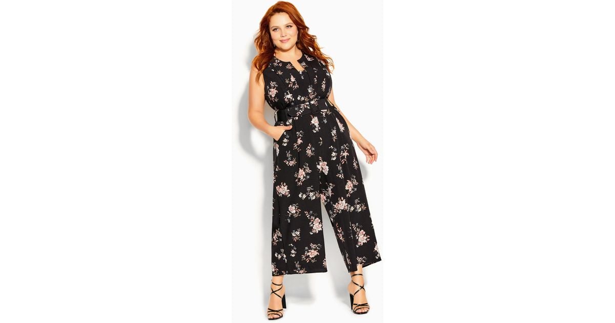 City Chic Synthetic Imperial Floral Jumpsuit in Black Lyst