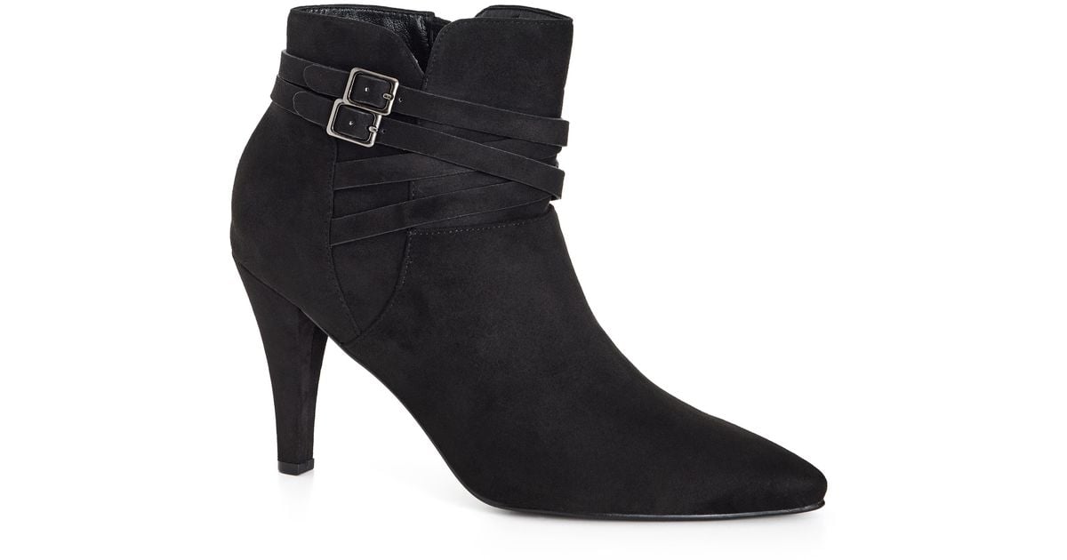 City Chic Plus Size Wide Fit Sultry Ankle Boot, Faux Leather in Black ...
