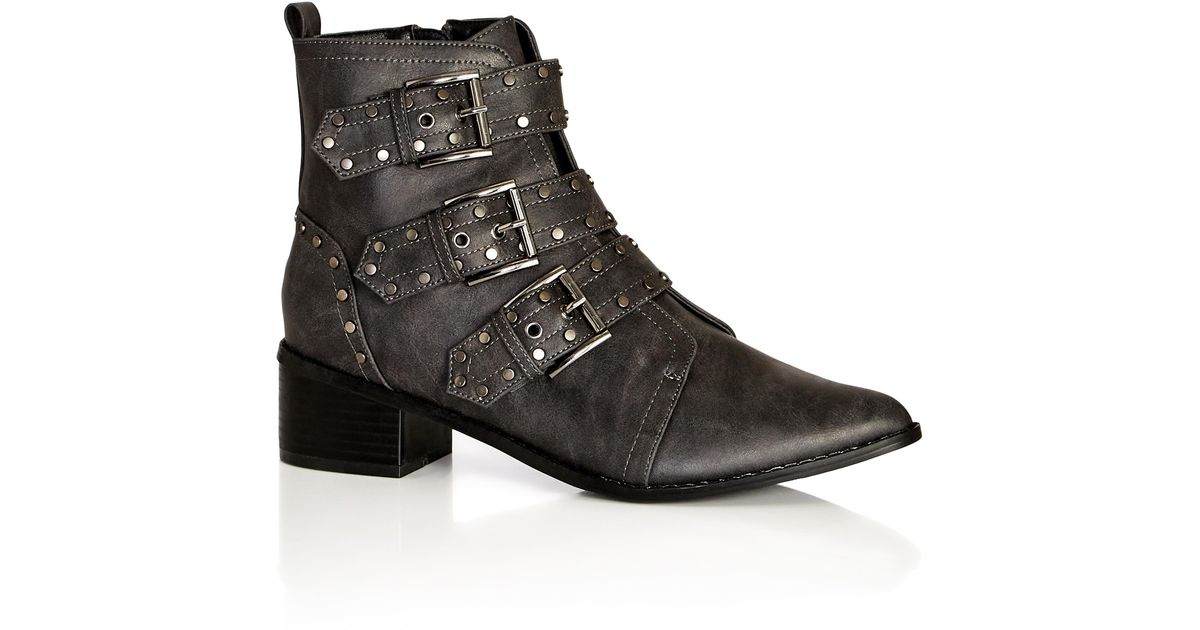 City Chic Plus Size Wide Fit Zeta Boot Charcoal in Black | Lyst
