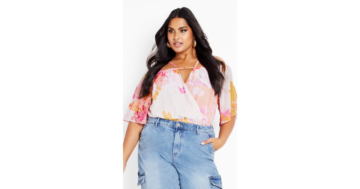 City Chic Plus Size Adelina Top Sunset in White | Lyst