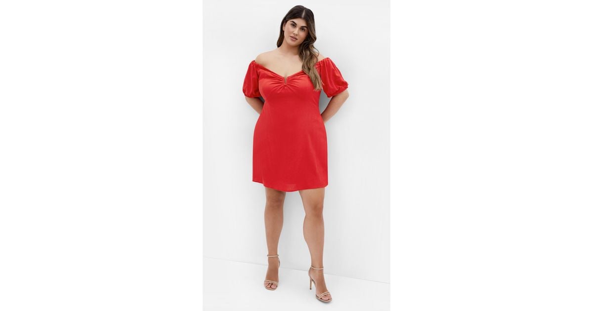 City Chic Plus Size Macey Short Sleeve Mini Dress in Red | Lyst