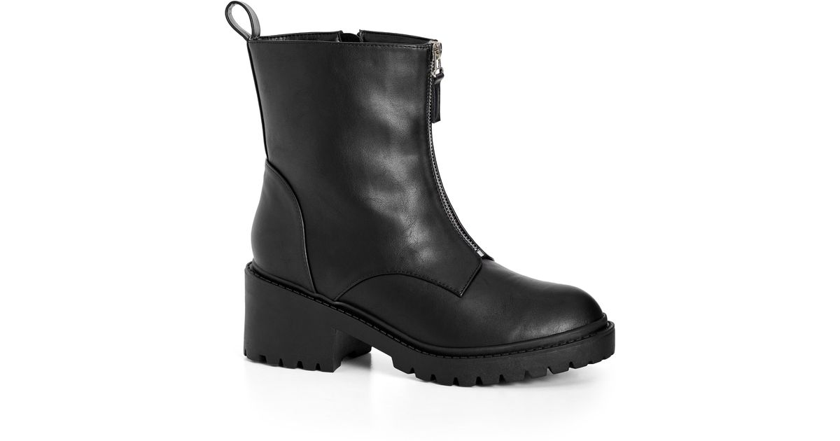 City Chic Plus Size Wide Fit Zelda Zip Ankle Boot in Black | Lyst