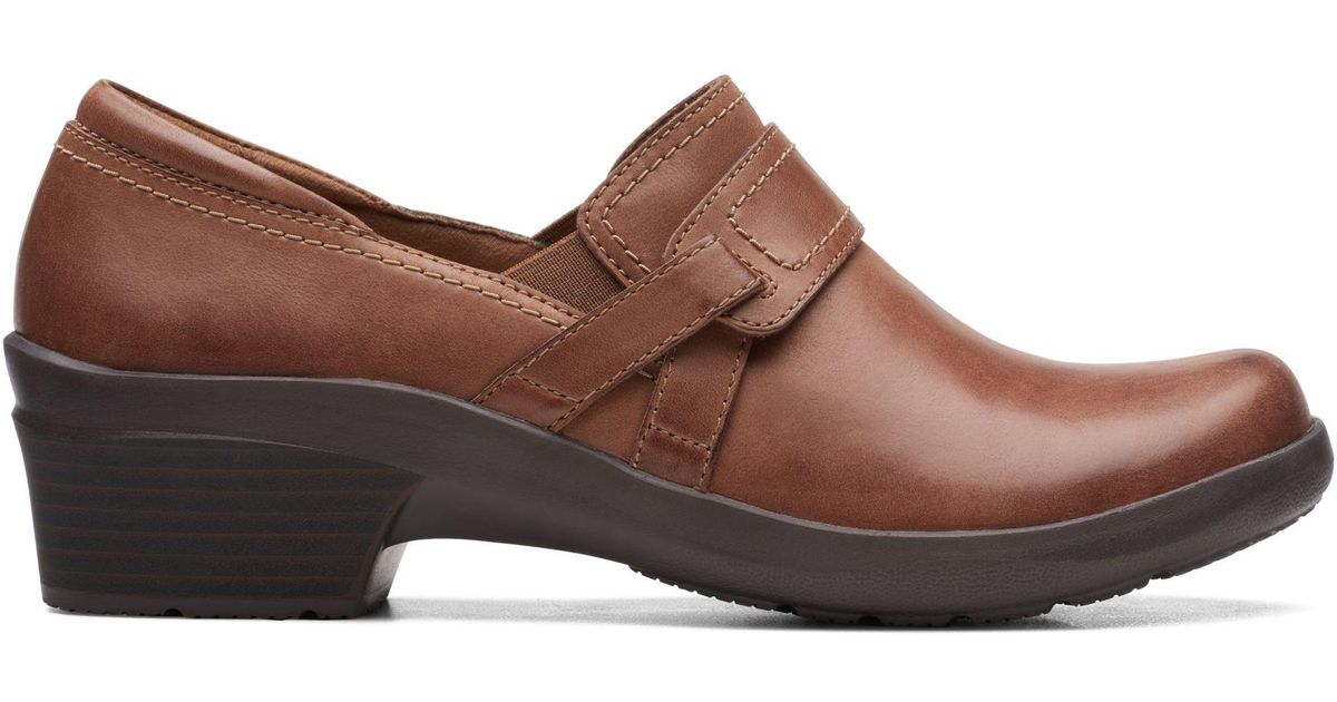 Clarks Leather Angie Poppy in Dark Tan Leather (Brown) | Lyst