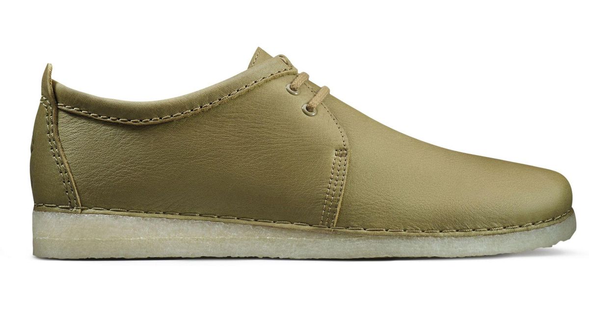 Clarks Ashton Leather Shoes - Olive in 