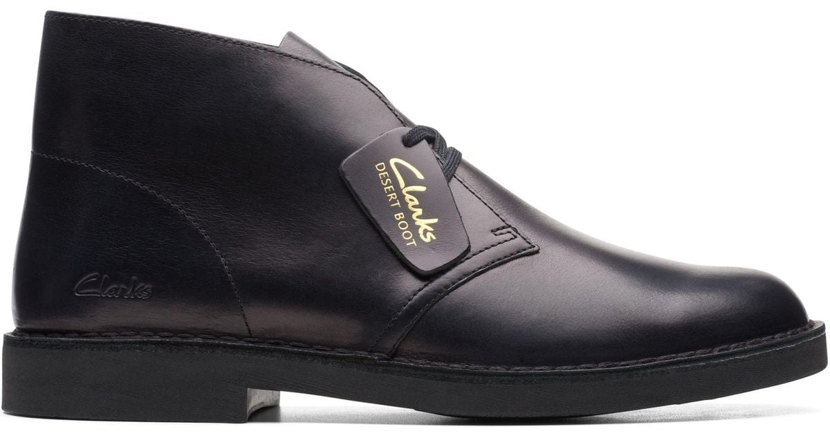 clarks desert boot black leather