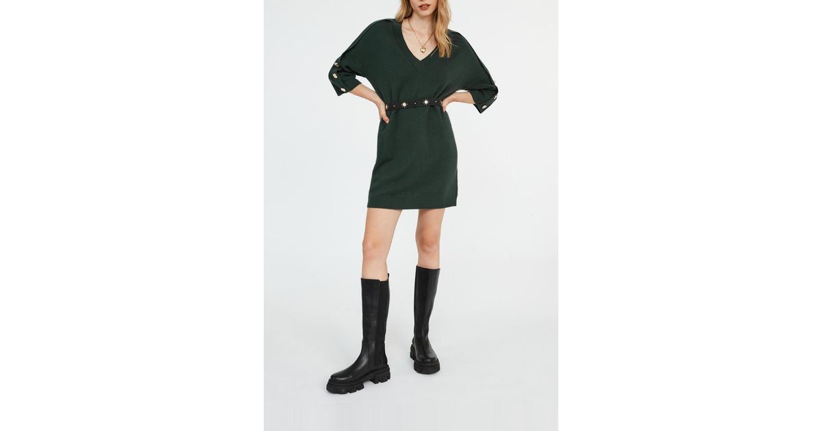 Claudie Pierlot Robe Pull Col V in Green Lyst UK