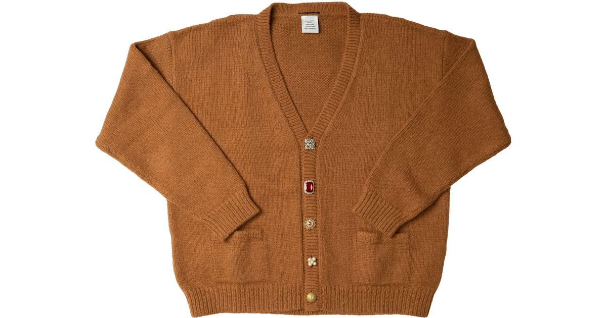 Vetements Wool Fancy Button Knitted Cardigan in Camel (Brown) for Men | Lyst