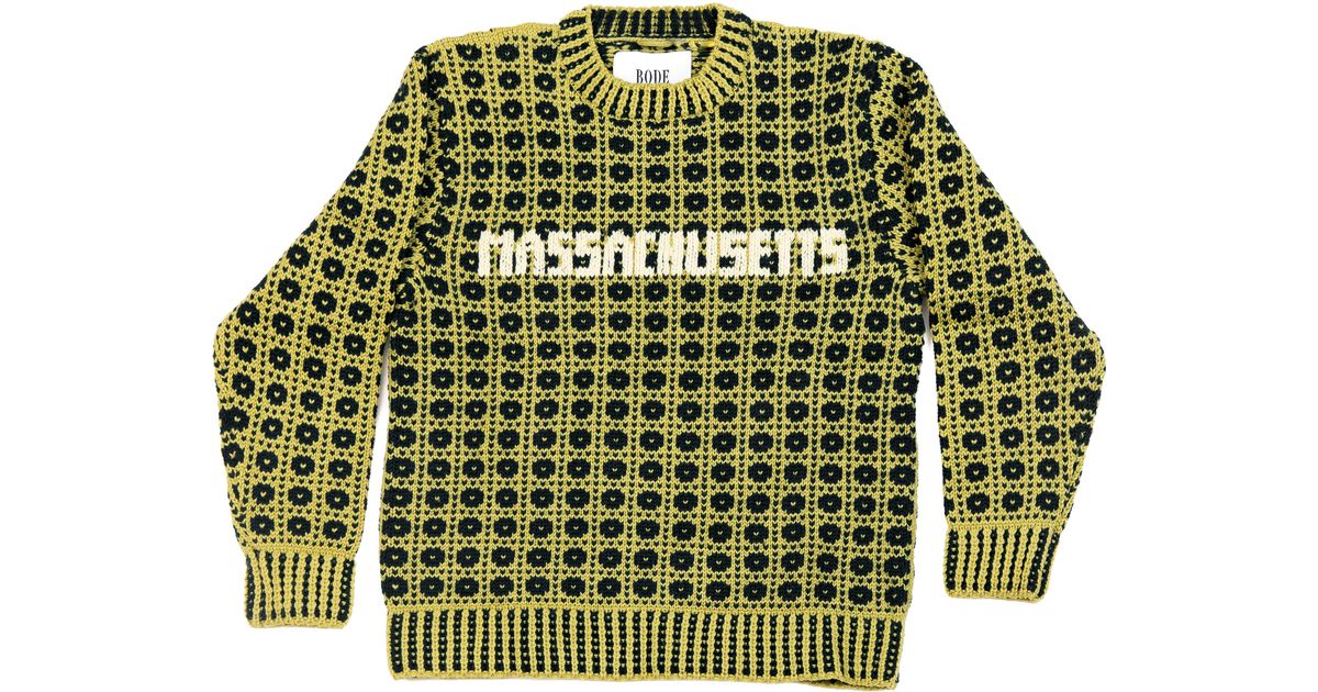 Bode Wool Massachusetts Geo Sweater in Green for Men | Lyst