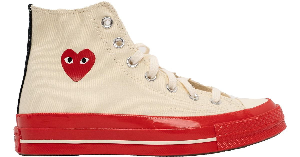 COMME DES GARÇONS PLAY Canvas Play X Converse Red Sole High in Cream ...