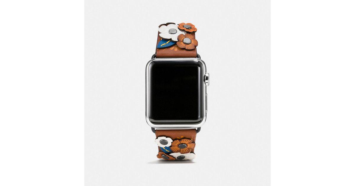 COACH Apple Watch® Tea Rose Applique Leather Strap | Lyst