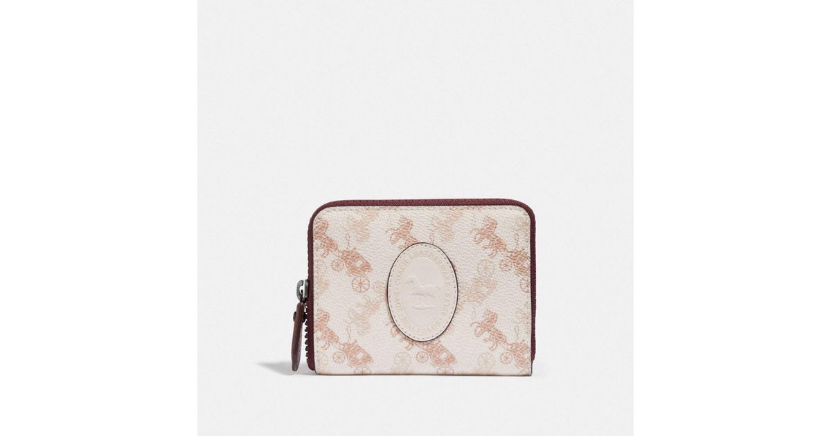 COACH Small Zip Around Wallet With Horse And Carriage Print And
