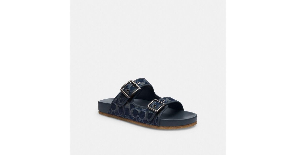 COACH Buckle Strap Sandal In Signature Denim in Blue for Men