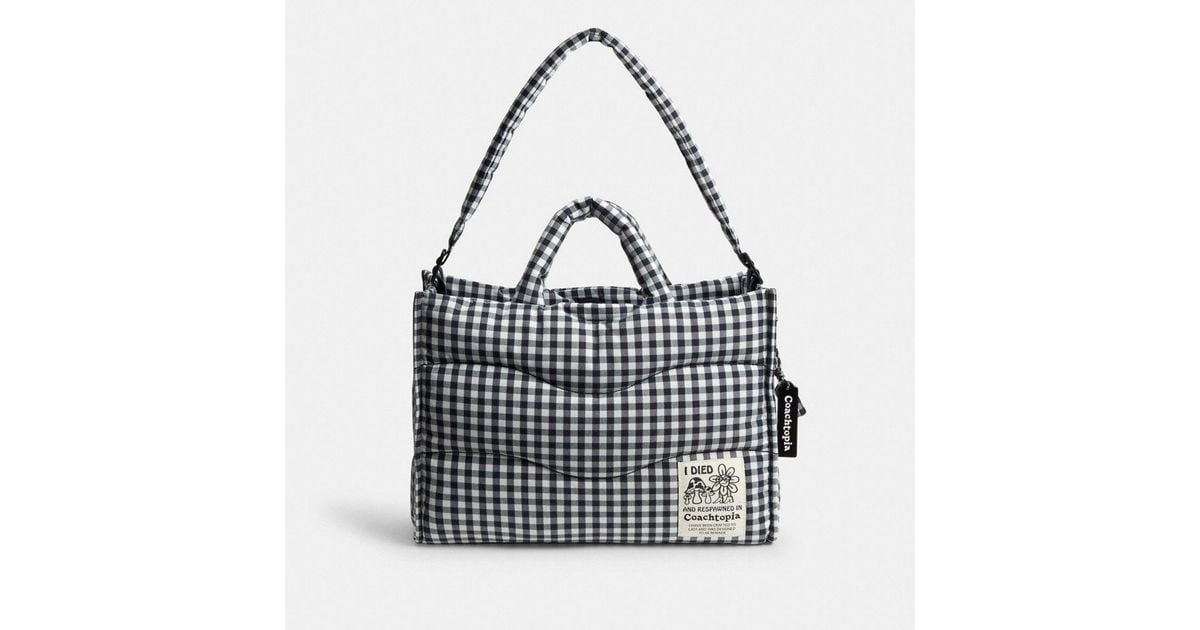 Coachtopia Topia Loop Tote With Gingham Pattern in Black | Lyst
