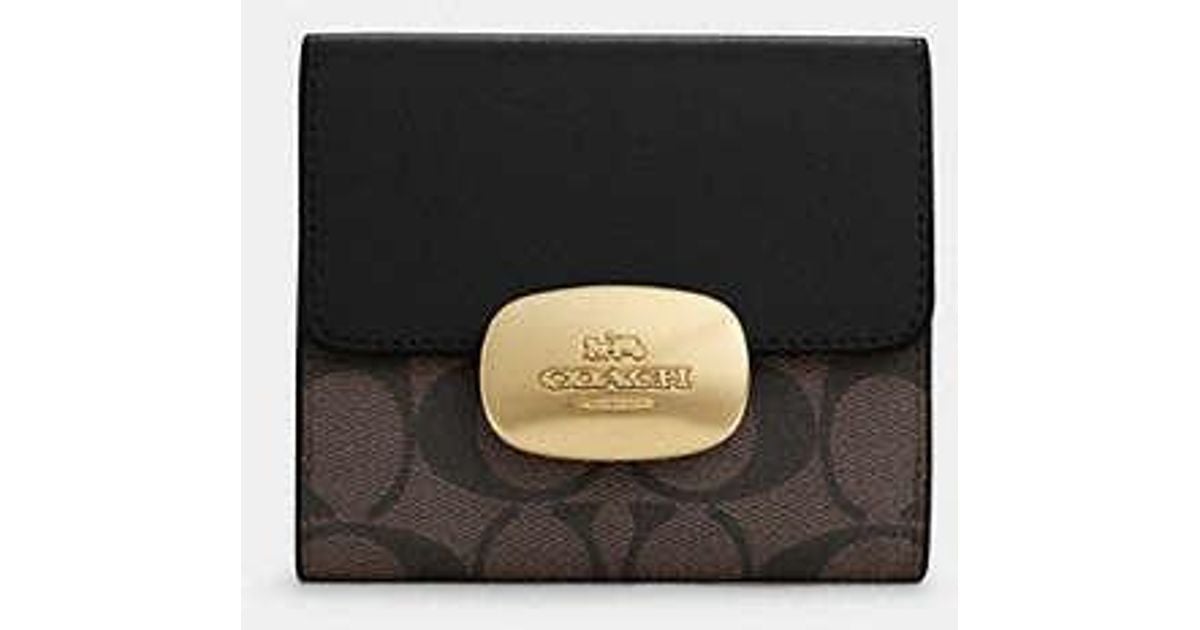 COACH Eliza Small Wallet In Signature Canvas in Black | Lyst
