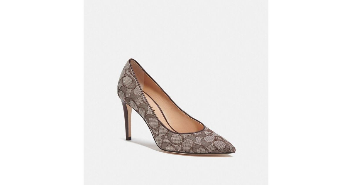 COACH Cotton Skyler Pump In Signature Jacquard in Brown Lyst