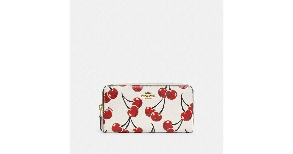 COACH Accordion Zip Wallet With Cherry Print Lyst