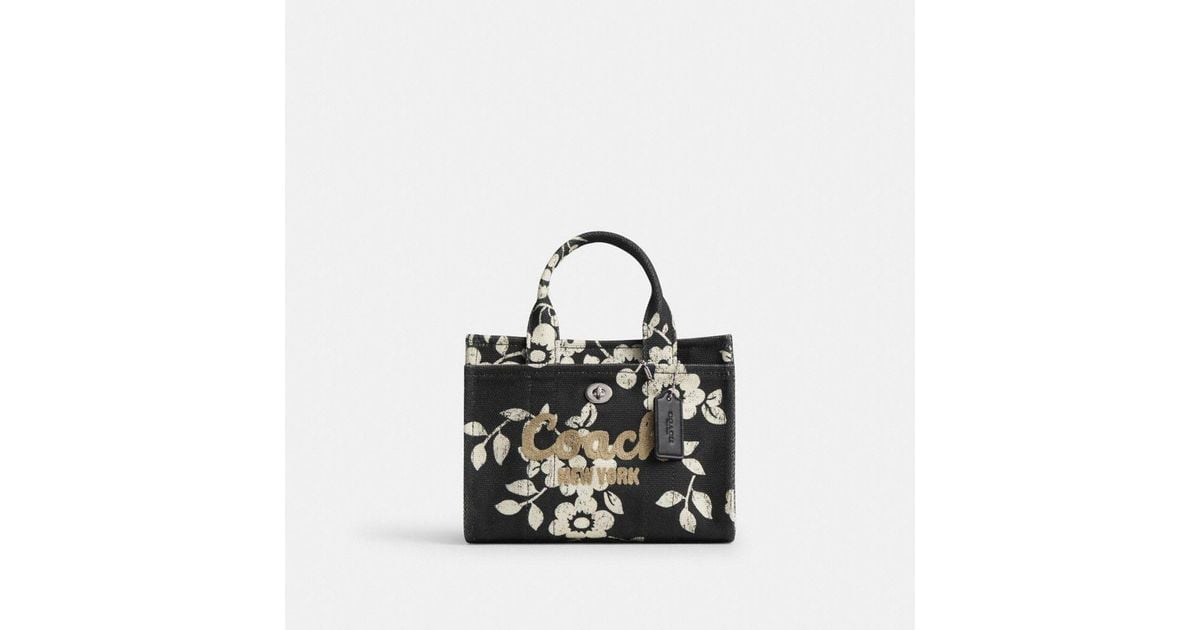 COACH Cargo Tote Bag 20 With Floral Print in Black | Lyst