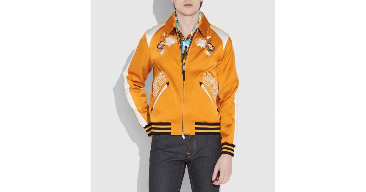 COACH X Keith Haring Skater Souvenir Varsity Jacket in Orange for Men | Lyst