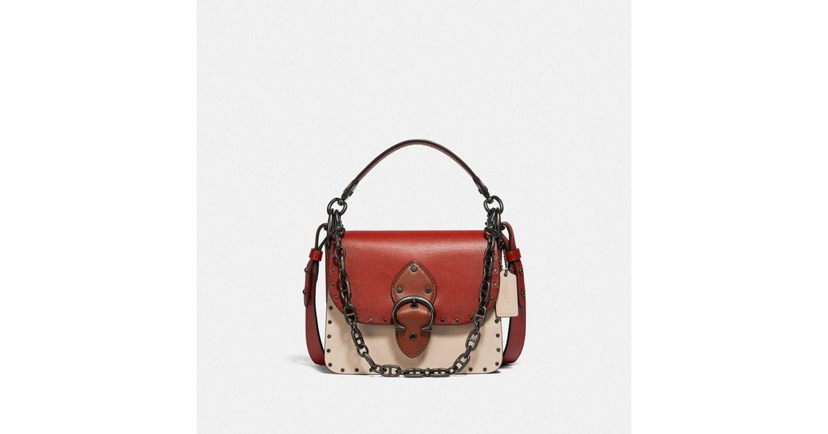 COACH Beat Shoulder Bag 18 In Colorblock With Rivets in Red Lyst