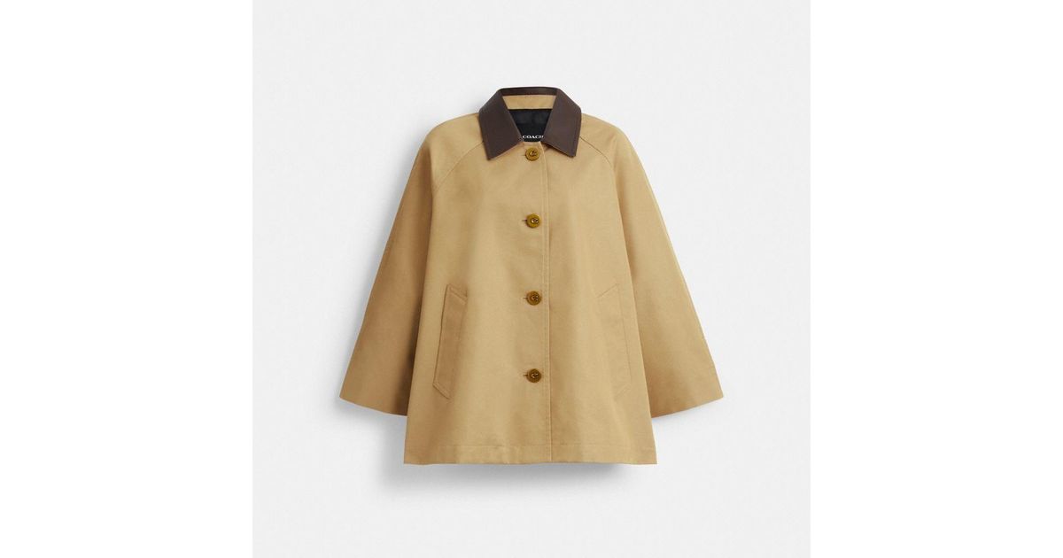COACH Cotton Swing Coat in Natural | Lyst