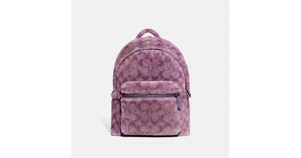 COACH Leather Charter Backpack In Signature Shearling in Lavender (Purple) for Men Lyst