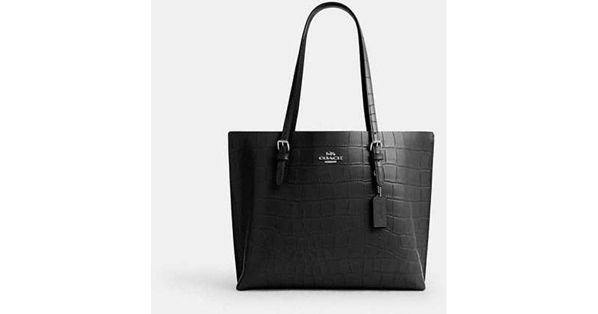 COACH Crocodile Embossed Leather Tote Bag in Black Lyst UK