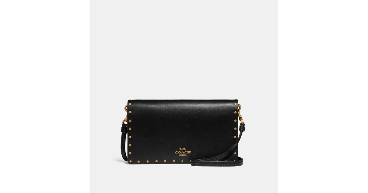 hayden foldover crossbody clutch with rivets